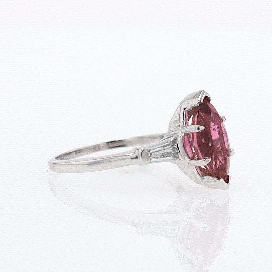 Art Deco 1.25 Carat Pink Tourmaline Marquise Antique Engagement Ring