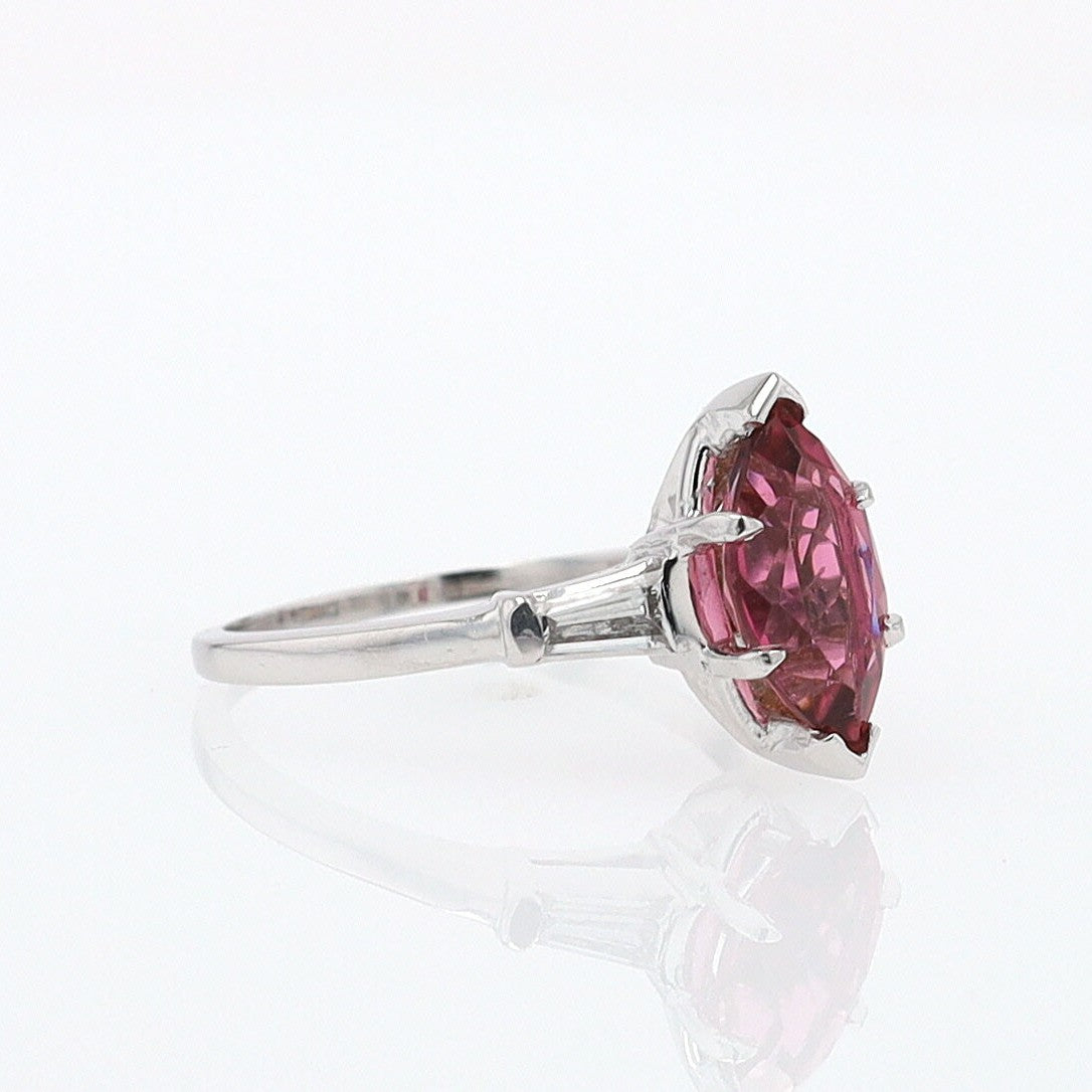 Art Deco 1.25 Carat Pink Tourmaline Marquise Antique Engagement Ring