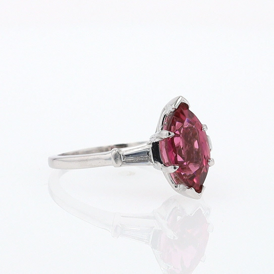 Art Deco 1.25 Carat Pink Tourmaline Marquise Antique Engagement Ring