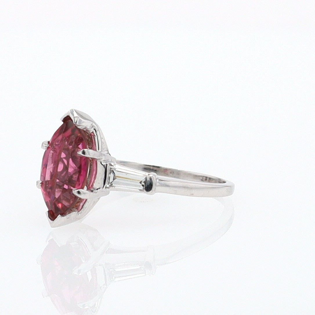 Art Deco 1.25 Carat Pink Tourmaline Marquise Antique Engagement Ring