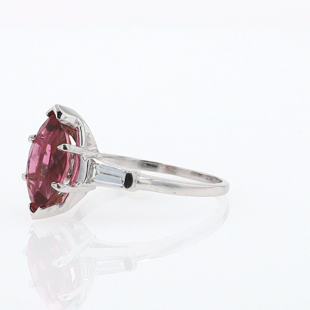 Art Deco 1.25 Carat Pink Tourmaline Marquise Antique Engagement Ring
