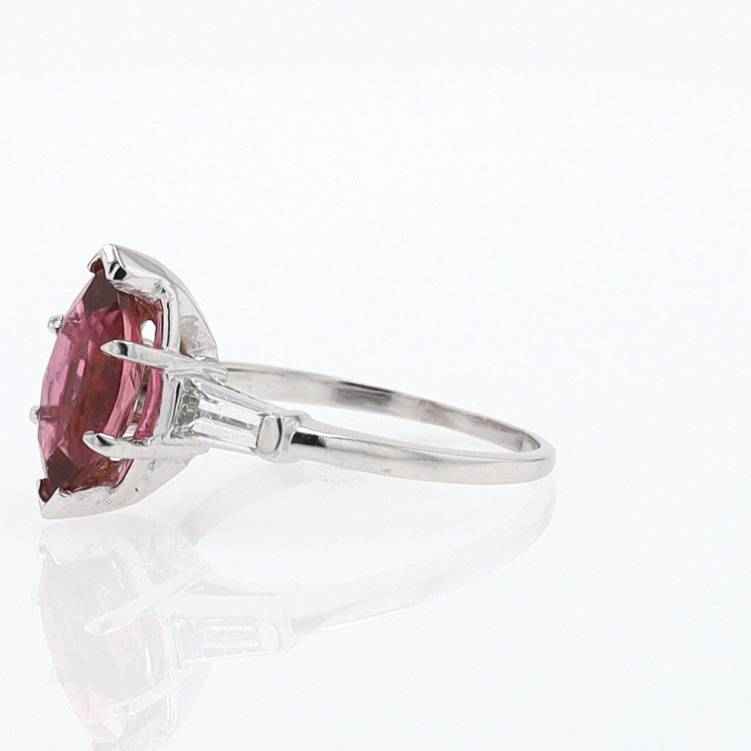 Art Deco 1.25 Carat Pink Tourmaline Marquise Antique Engagement Ring