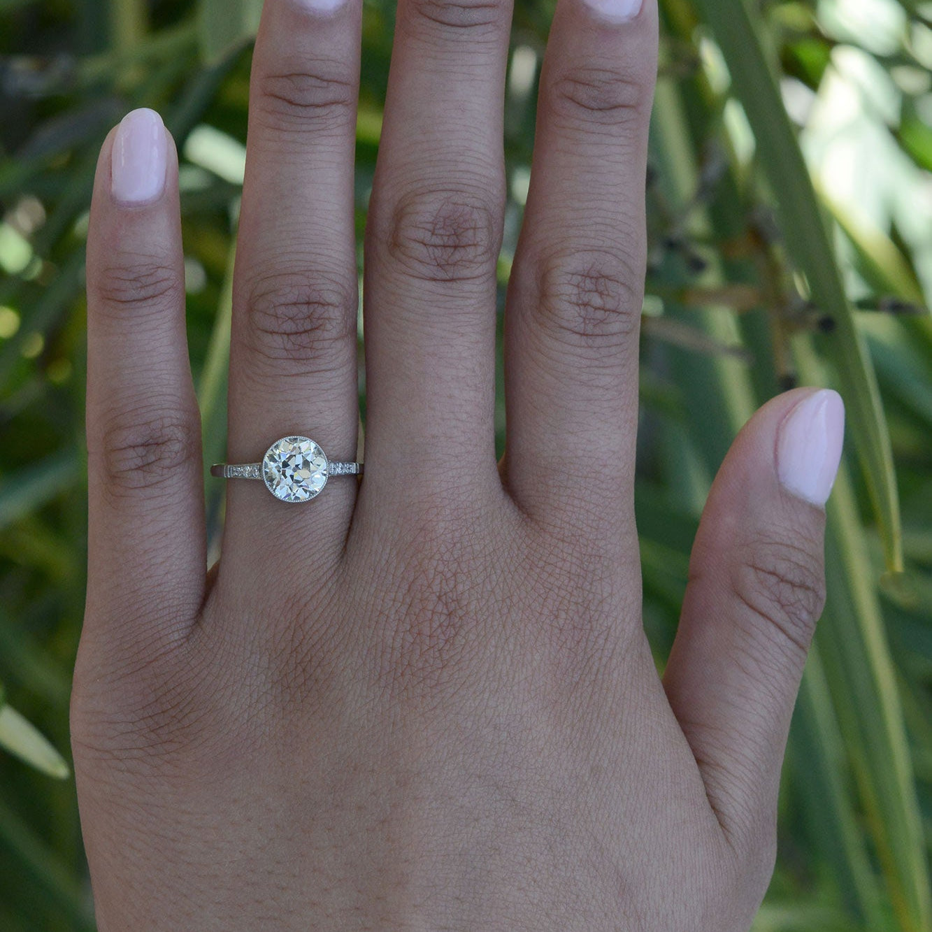 Art Deco 2 Carat Solitaire Old Mine Diamond Engagement Ring