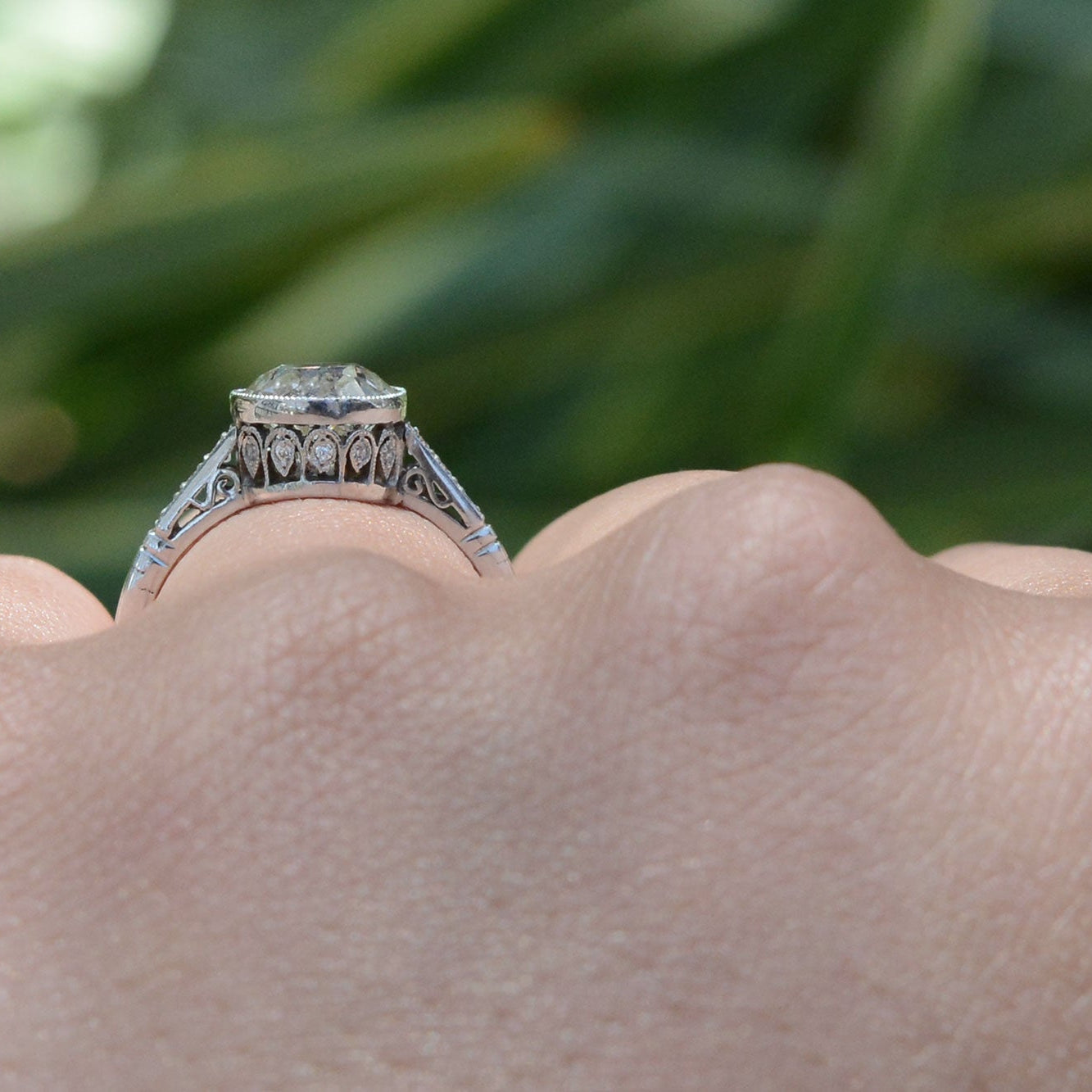 Art Deco 2 Carat Solitaire Old Mine Diamond Engagement Ring