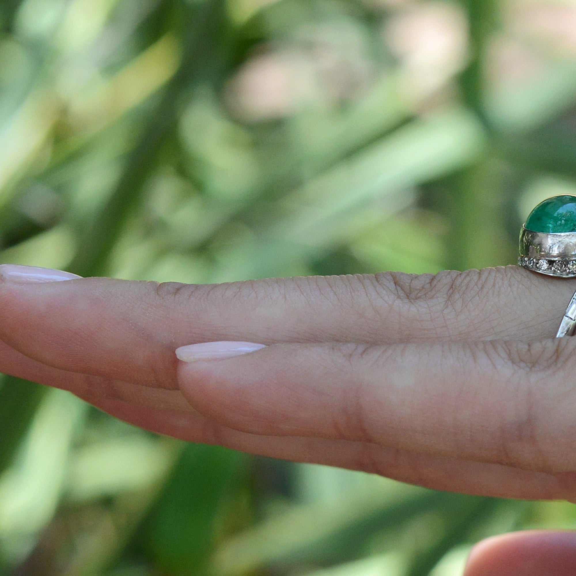 Art Deco 6 Carat Colombian Emerald & Diamond Cocktail Ring