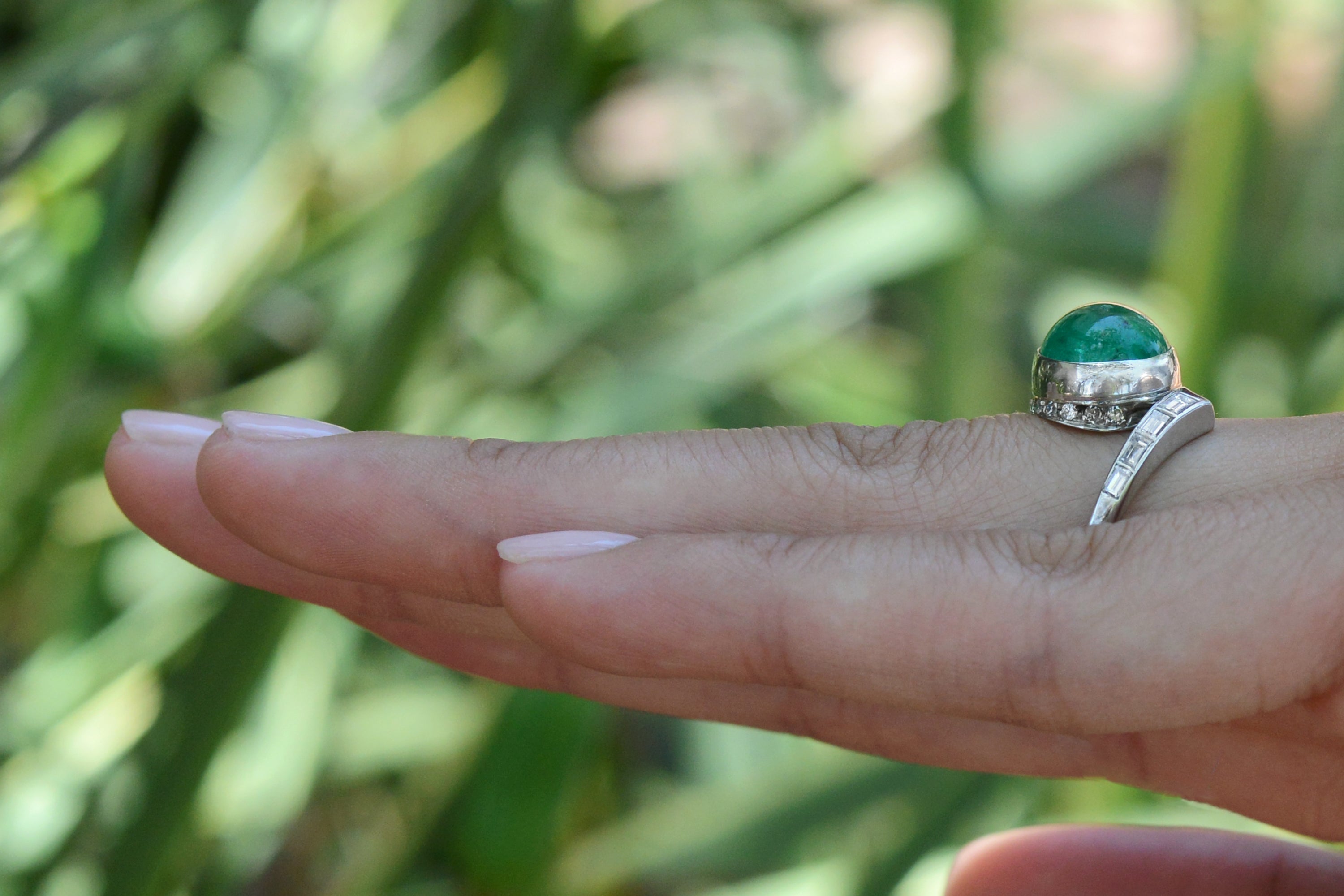 Art Deco 6 Carat Colombian Emerald & Diamond Cocktail Ring