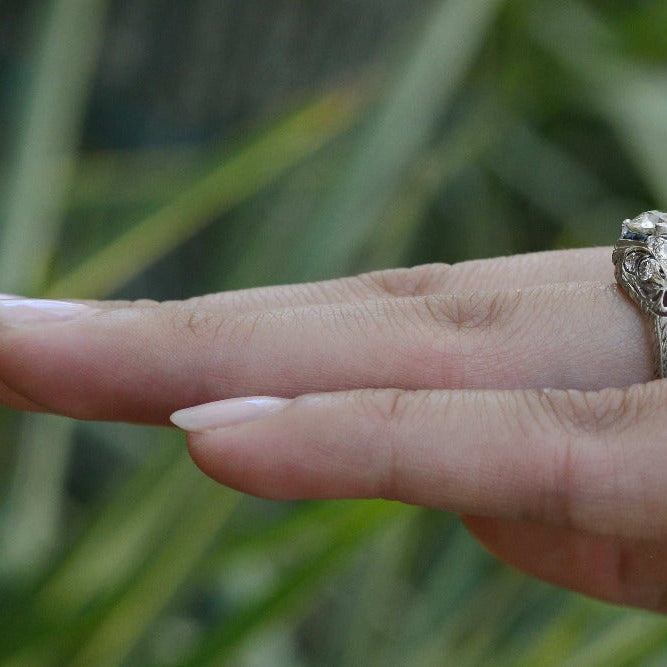 Art Deco Filigree 2.27 Carat Old European Diamond Engagement Ring