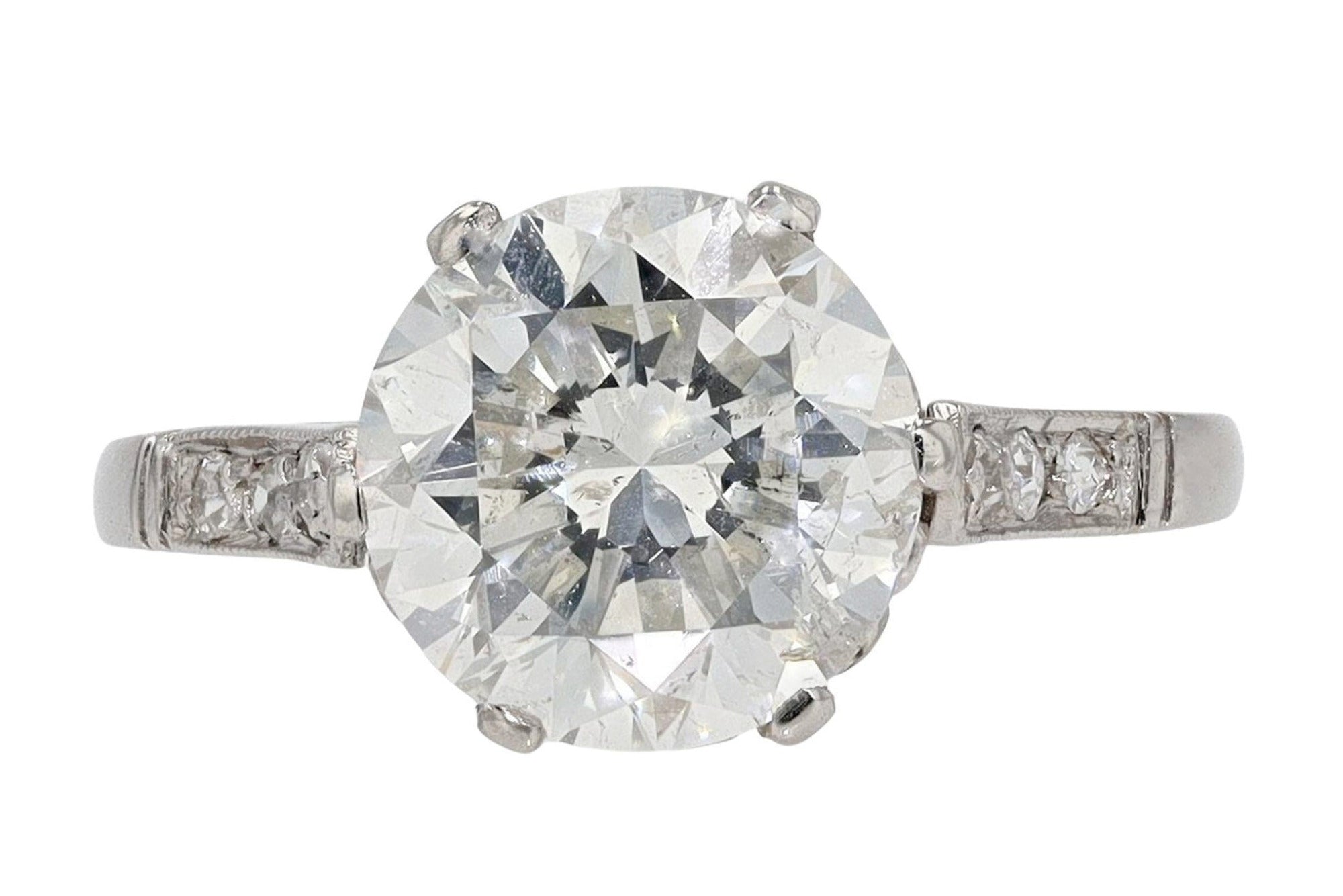 Art Deco GIA Certified 2 1/2 Carat Diamond Solitaire Engagement Ring