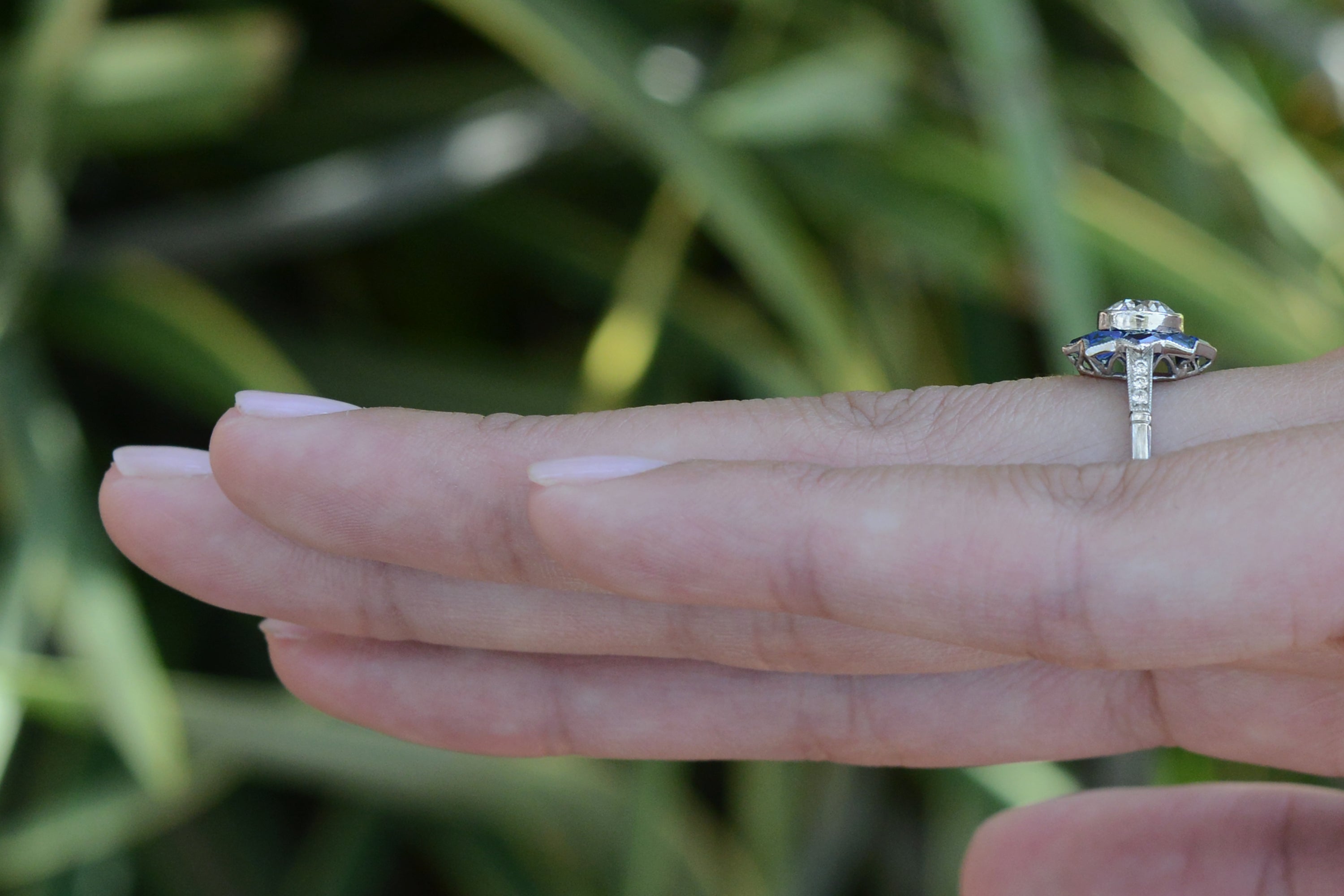 Art Deco Moorish Style Diamond Sapphire Star Engagement Ring