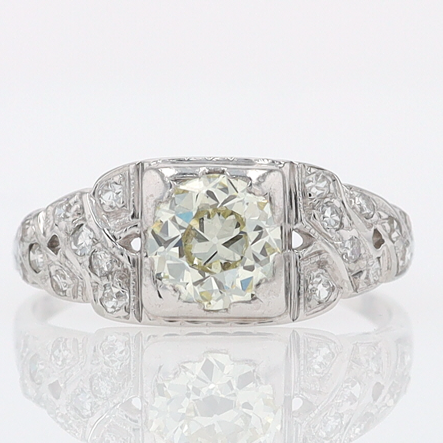 Art Deco Old European Cut Diamond Antique Engagement Ring