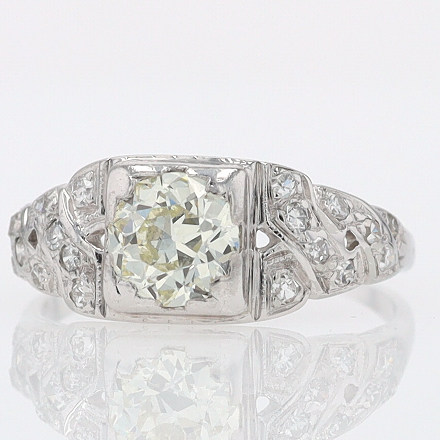 Art Deco Old European Cut Diamond Antique Engagement Ring