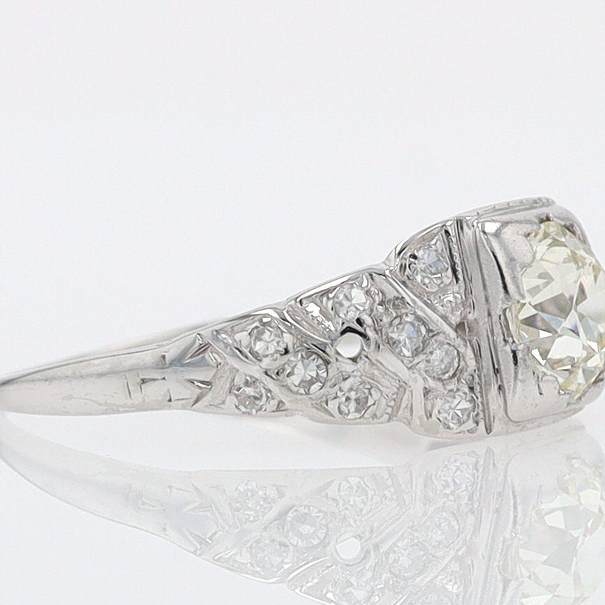 Art Deco Old European Cut Diamond Antique Engagement Ring