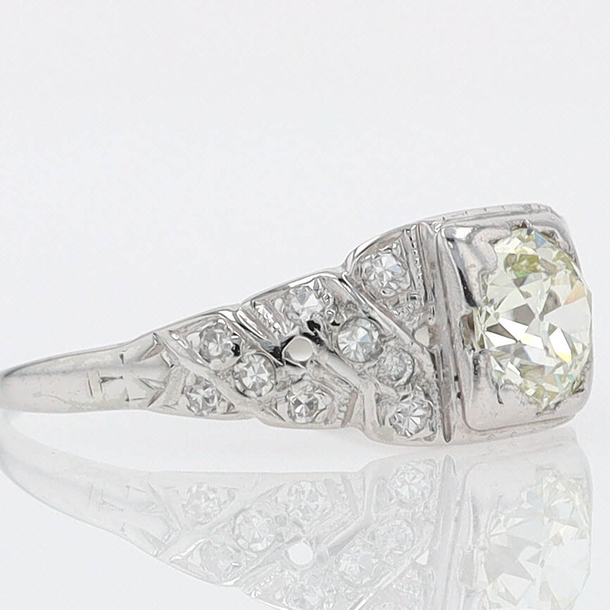 Art Deco Old European Cut Diamond Antique Engagement Ring