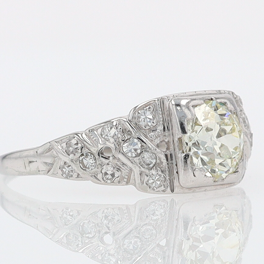 Art Deco Old European Cut Diamond Antique Engagement Ring