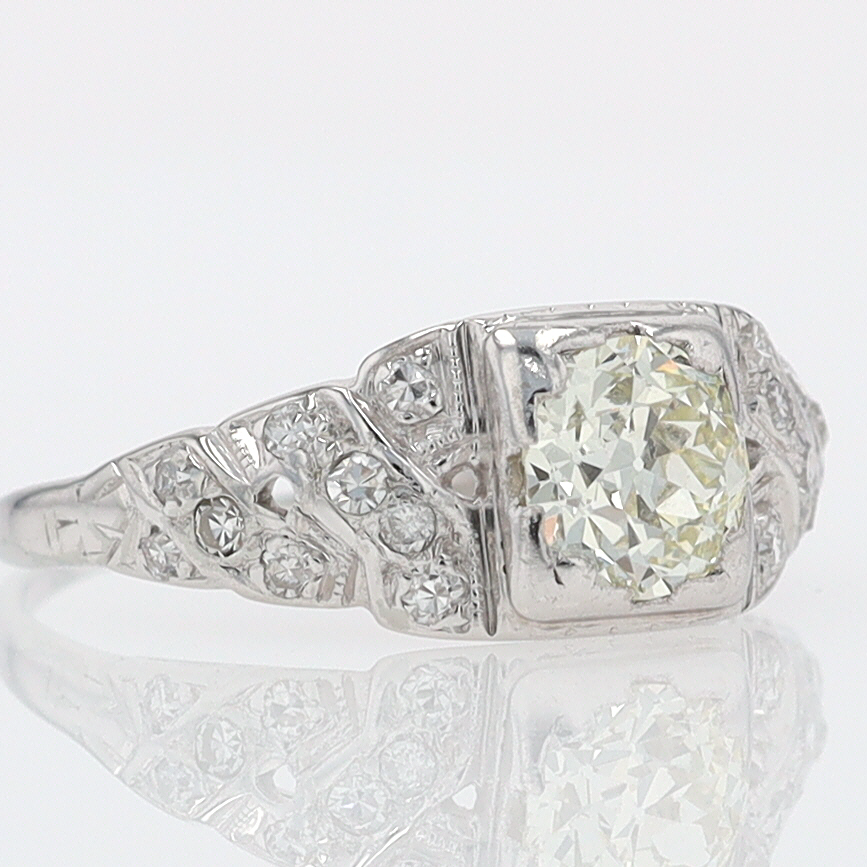 Art Deco Old European Cut Diamond Antique Engagement Ring