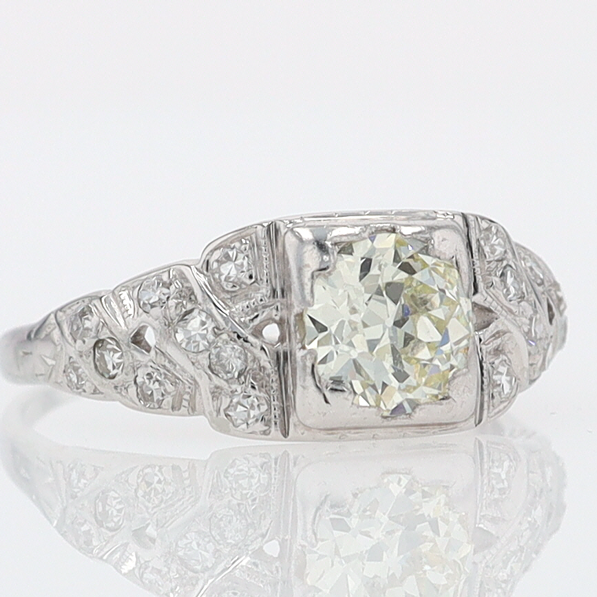 Art Deco Old European Cut Diamond Antique Engagement Ring