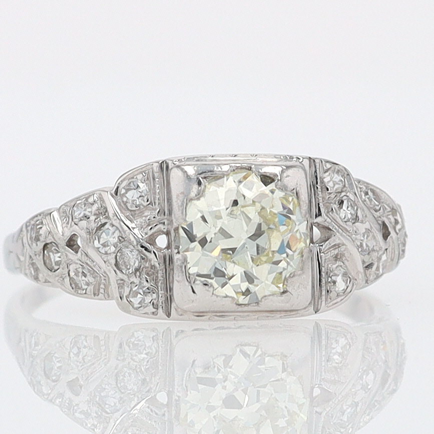 Art Deco Old European Cut Diamond Antique Engagement Ring