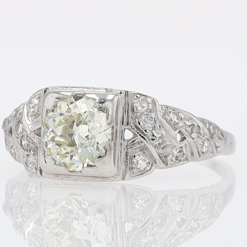 Art Deco Old European Cut Diamond Antique Engagement Ring