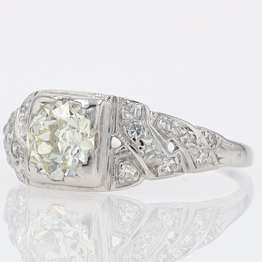 Art Deco Old European Cut Diamond Antique Engagement Ring