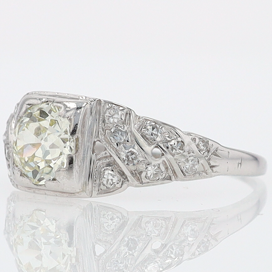 Art Deco Old European Cut Diamond Antique Engagement Ring