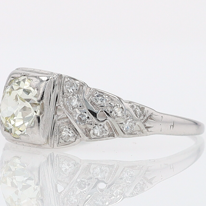 Art Deco Old European Cut Diamond Antique Engagement Ring