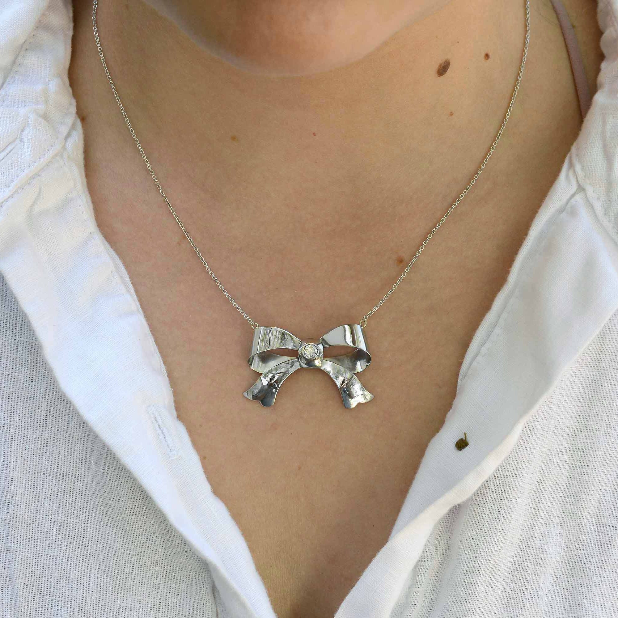 Bow Diamond Necklace