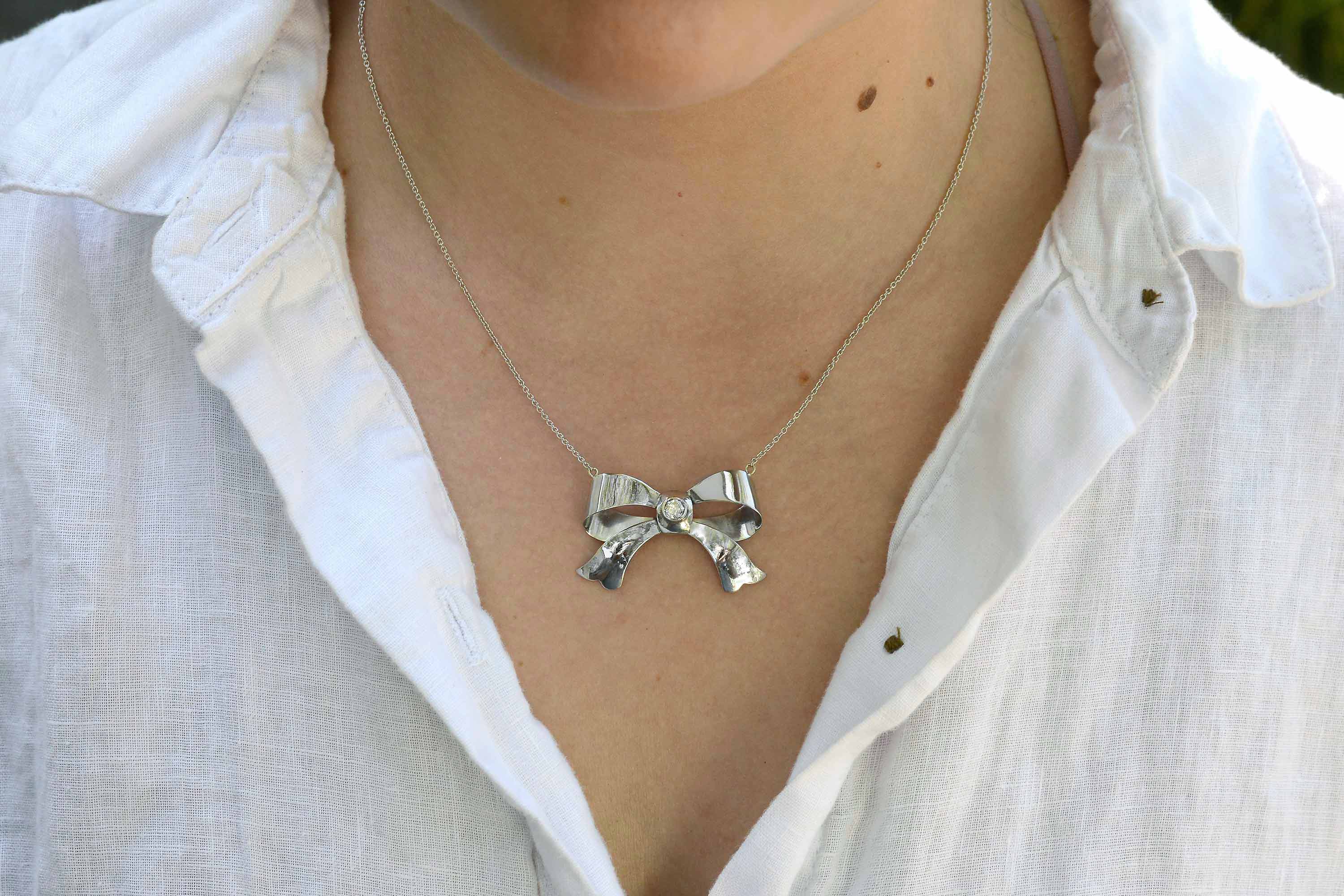 Bow Diamond Necklace