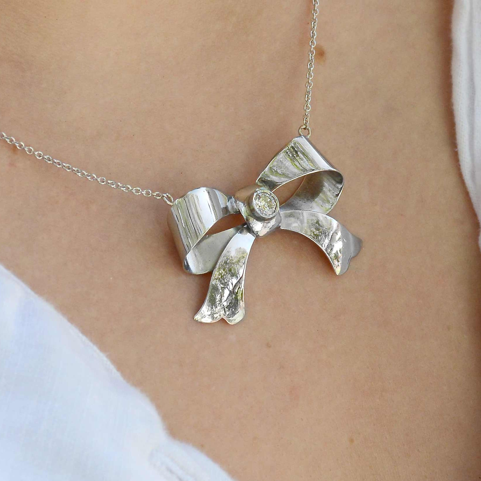 Bow Diamond Necklace