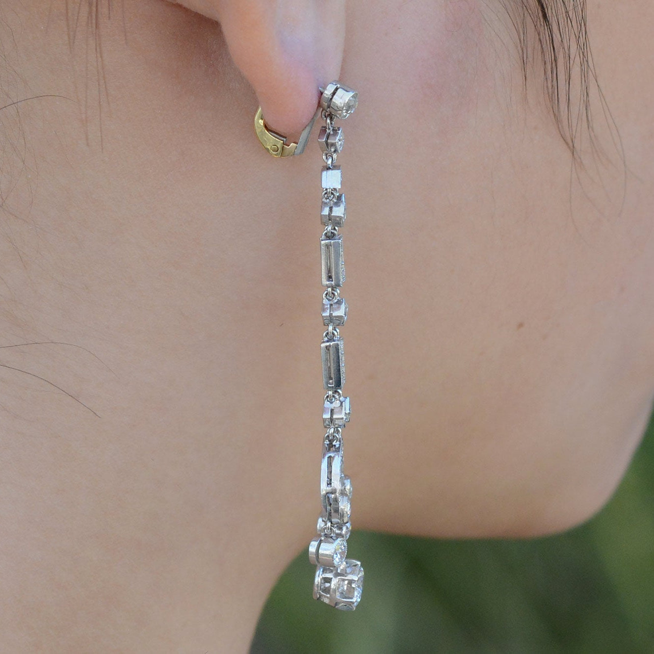 Art Deco Revival 3 Carat Diamond Drop Chandelier Earrings