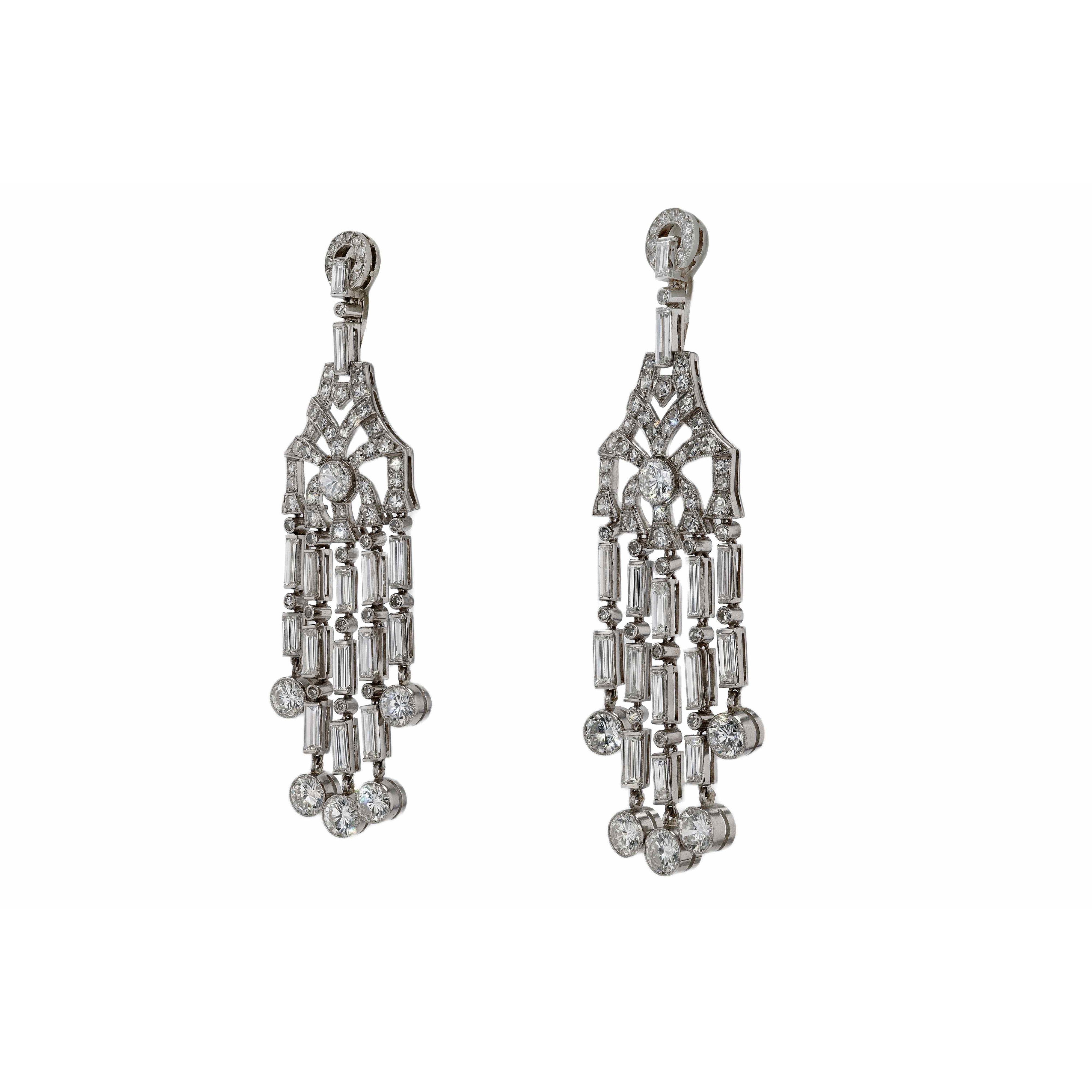 Art Deco Style 12 Carat Diamond Chandelier Earrings