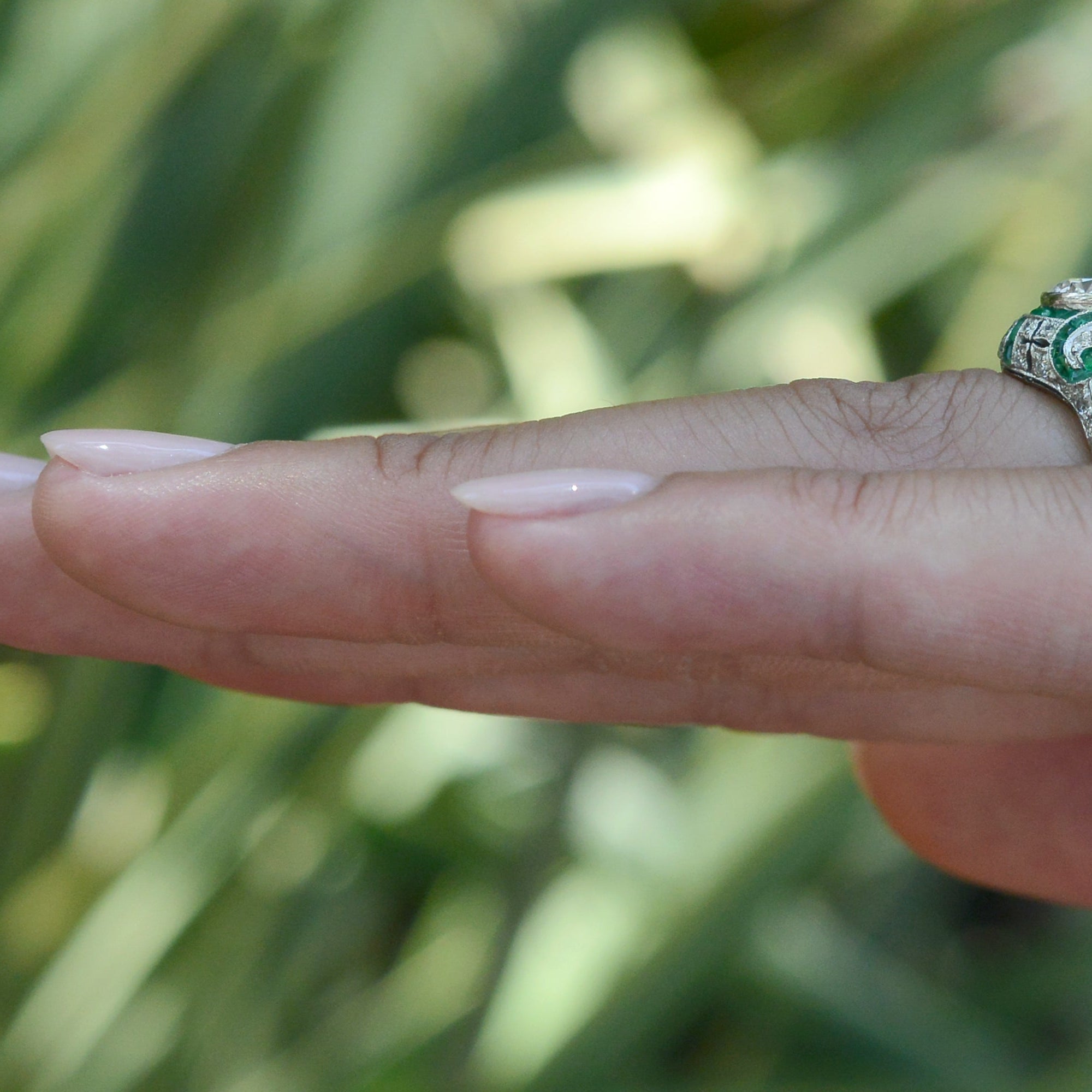 Art Deco Style 1.84 Carat G VS2 Diamond Emerald Engagement Ring