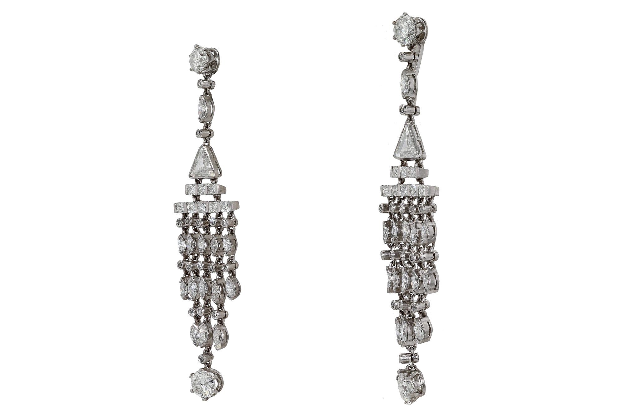Art Deco Style 4 Carat Diamond Chandelier Earrings