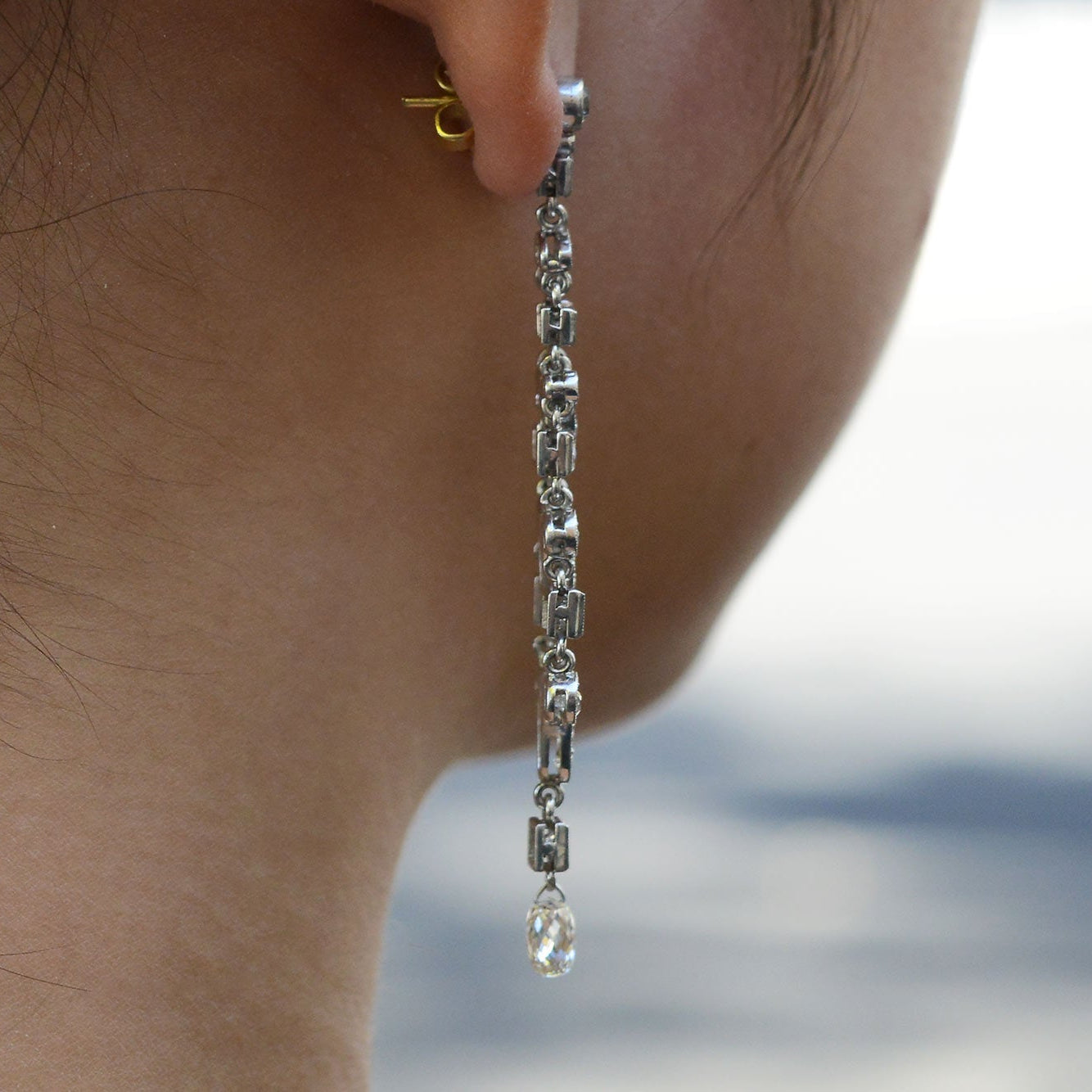 Art Deco Style 4 Carat Diamond Chandelier Earrings