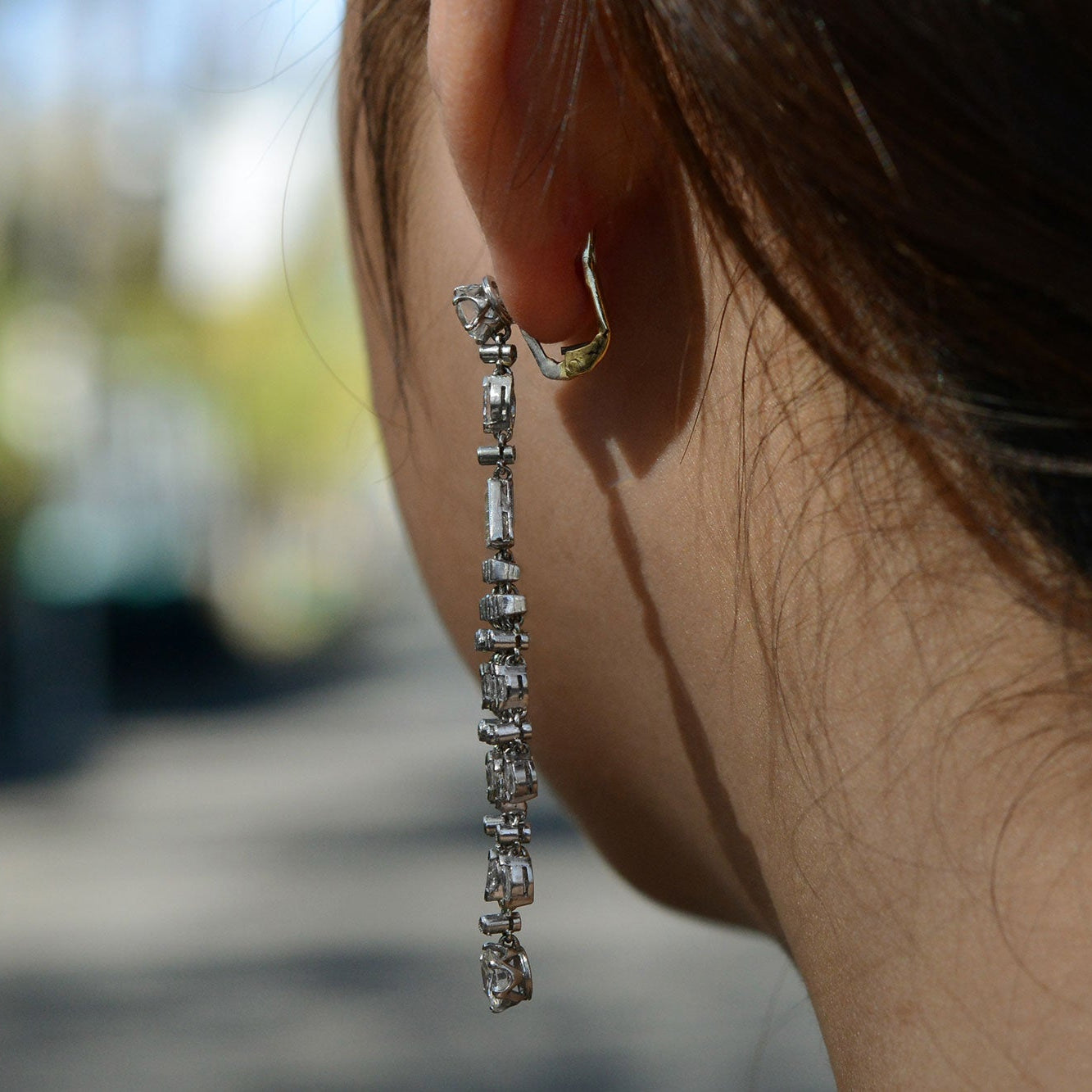 Art Deco Style 4 Carat Diamond Chandelier Earrings