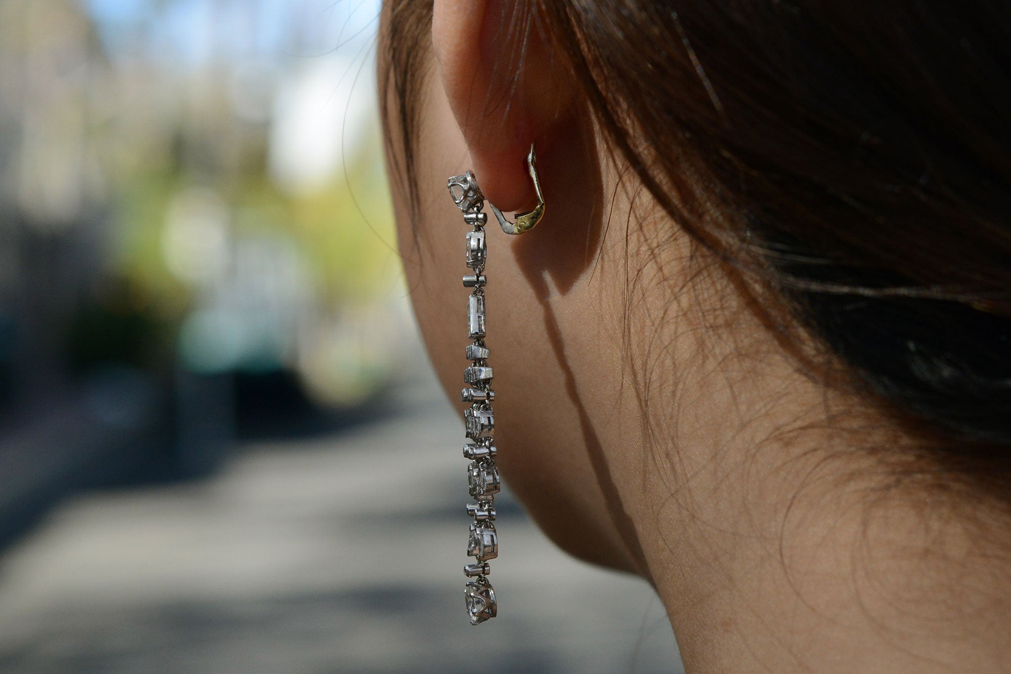 Art Deco Style 4 Carat Diamond Chandelier Earrings