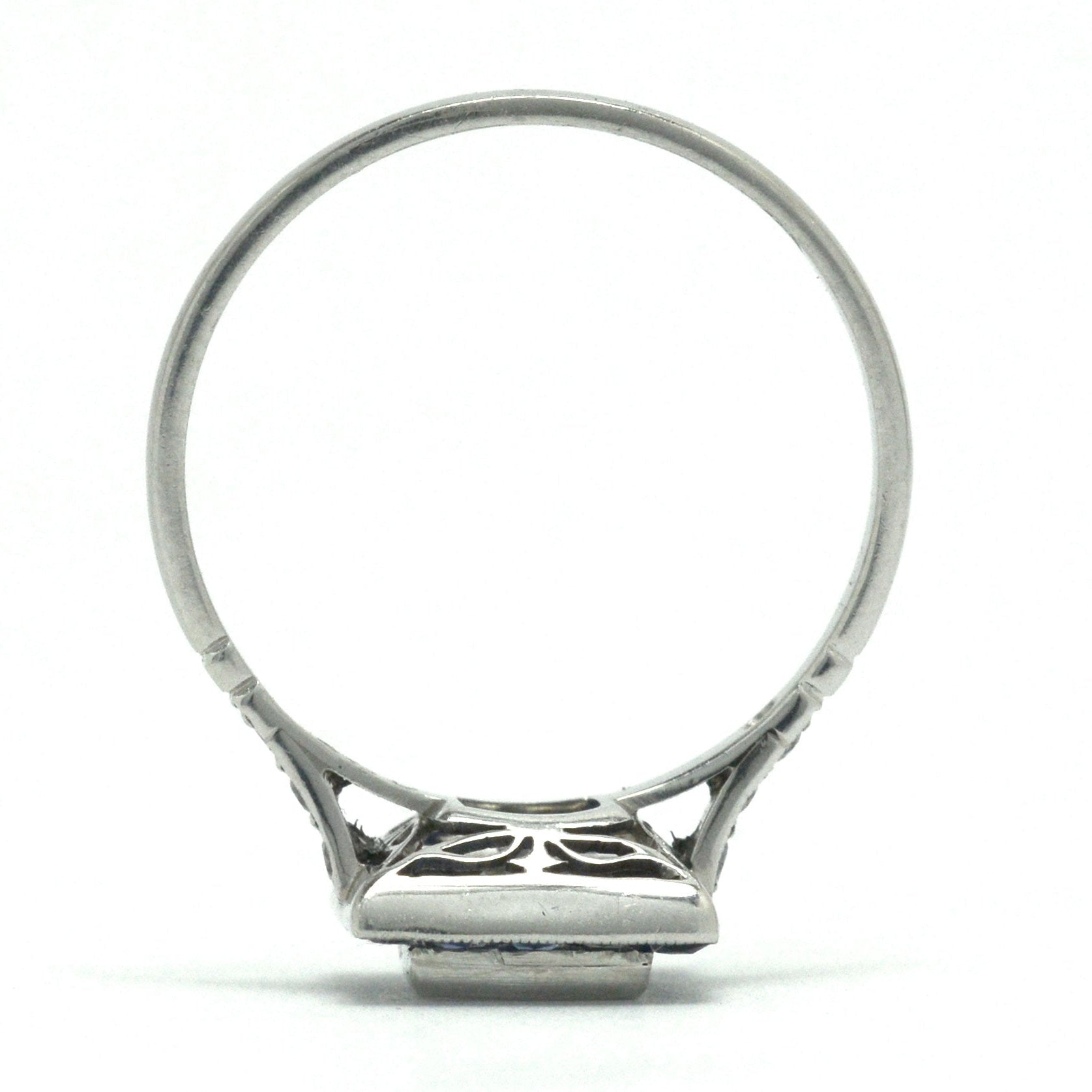 Art Deco Style Princess Cut Diamond Blue Sapphire Engagement Ring 1 Carat