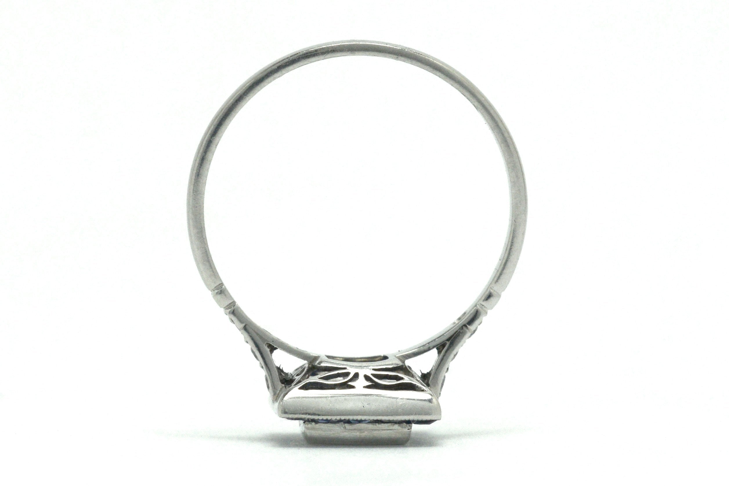 Art Deco Style Princess Cut Diamond Blue Sapphire Engagement Ring 1 Carat