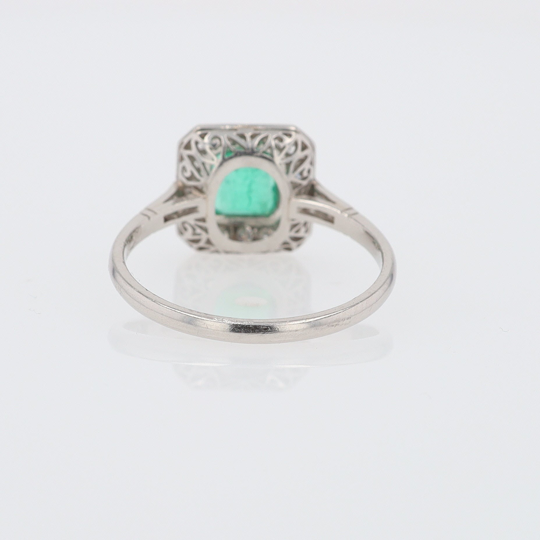 Art Deco Style Square Emerald Diamond Engagement Ring