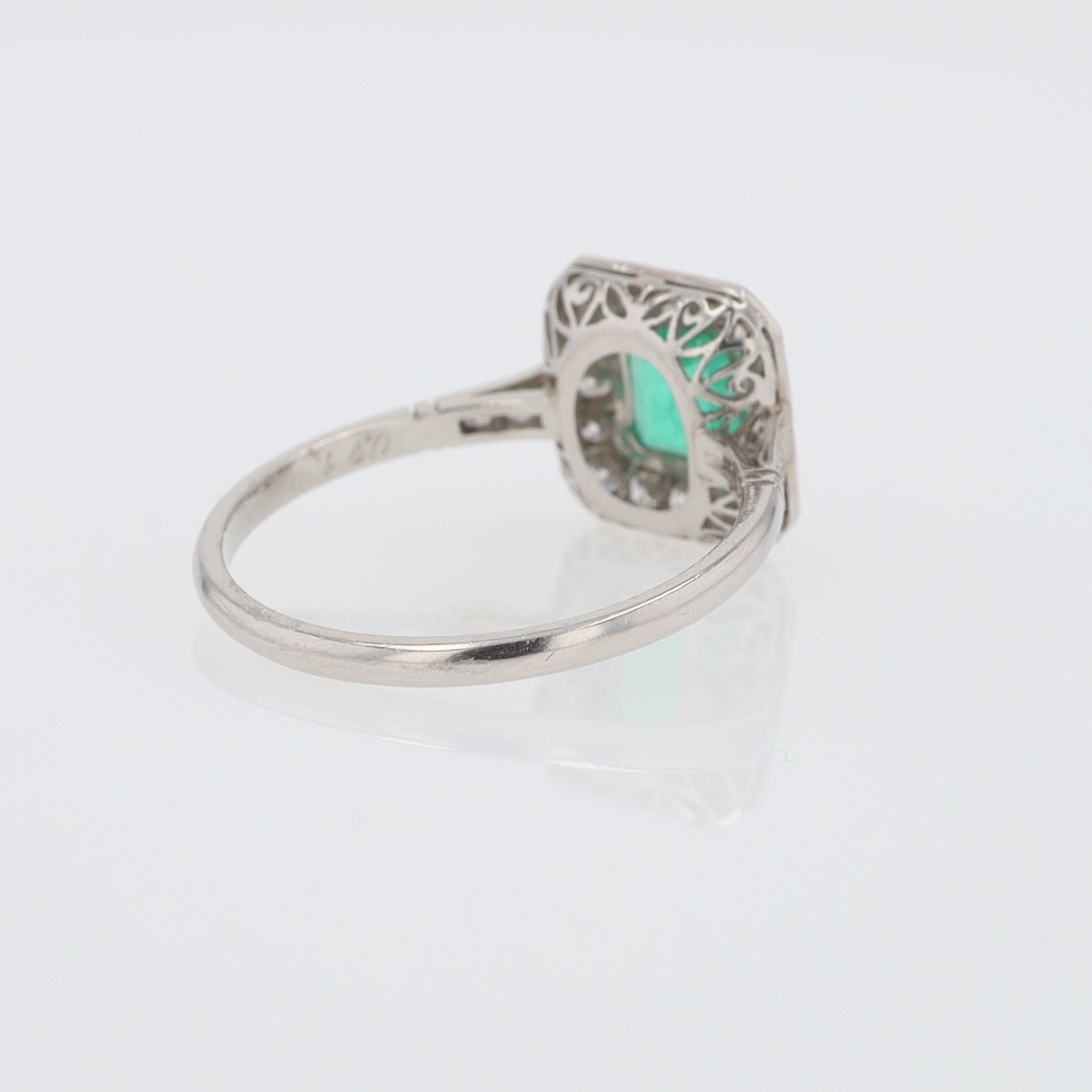 Art Deco Style Square Emerald Diamond Engagement Ring