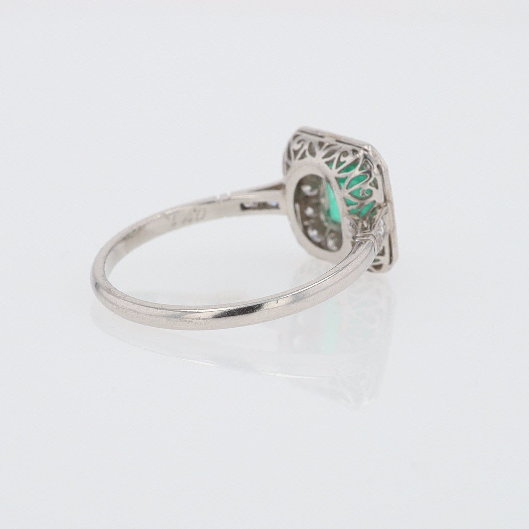 Art Deco Style Square Emerald Diamond Engagement Ring