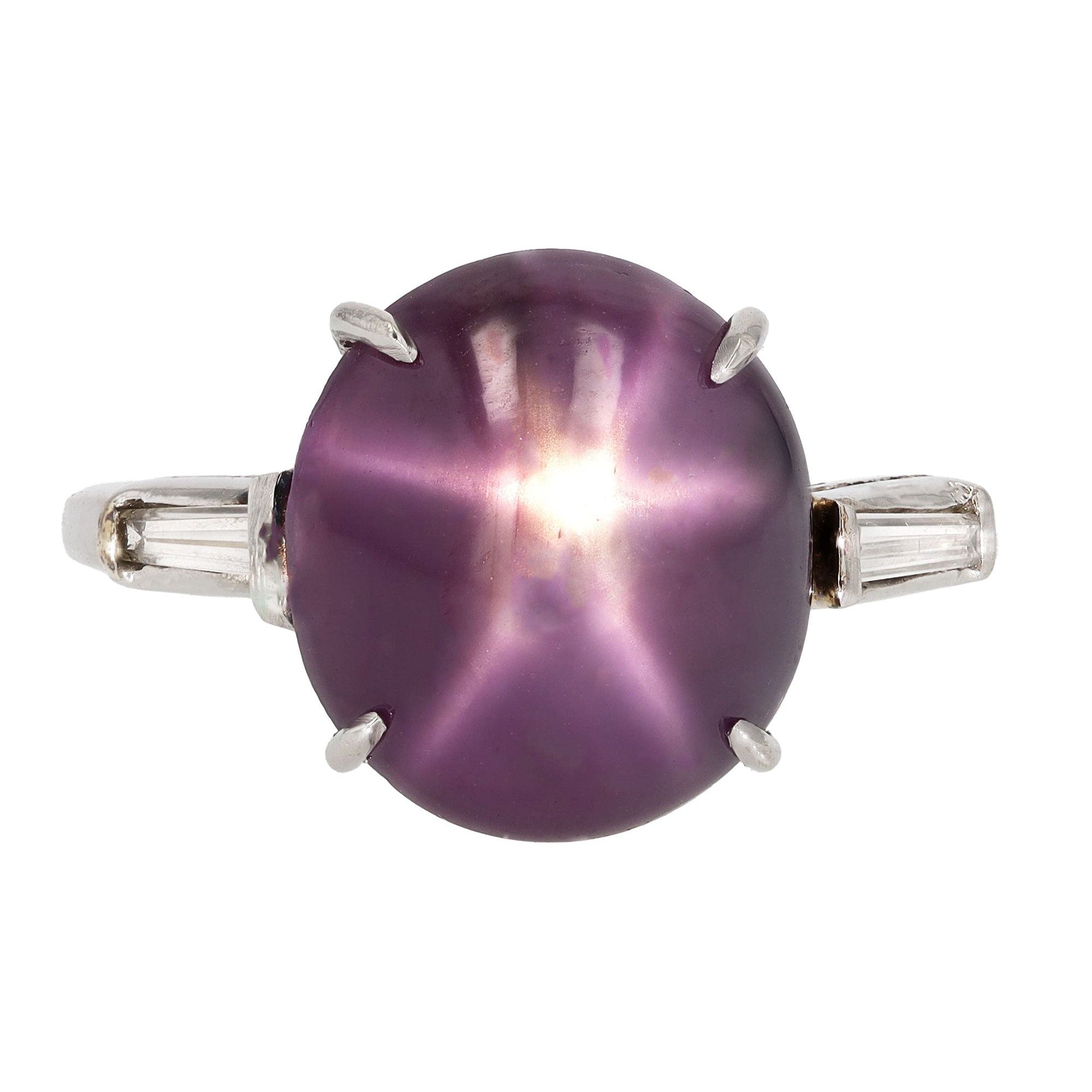 Art Deco Vintage 7.59 Carat Purple Star Sapphire Cocktail Ring