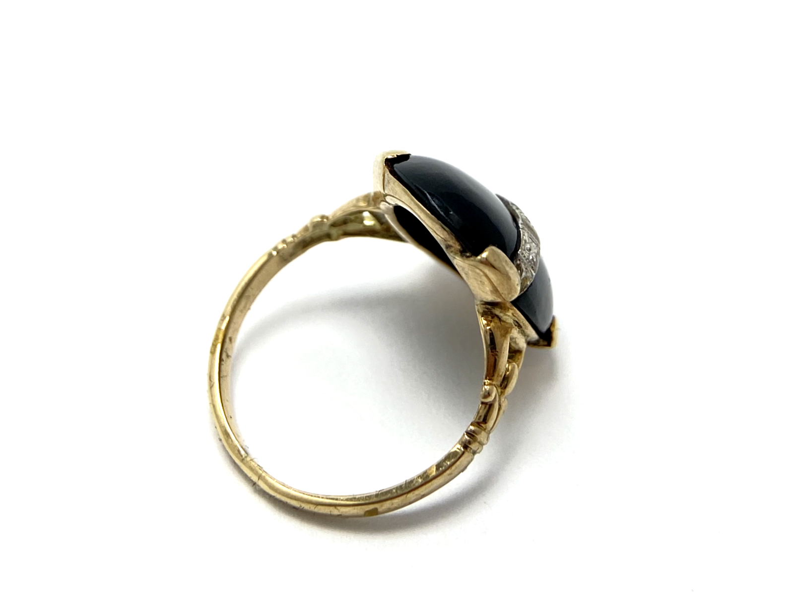 Art Nouveau Diamond Dome Fleur Des Lis Ring