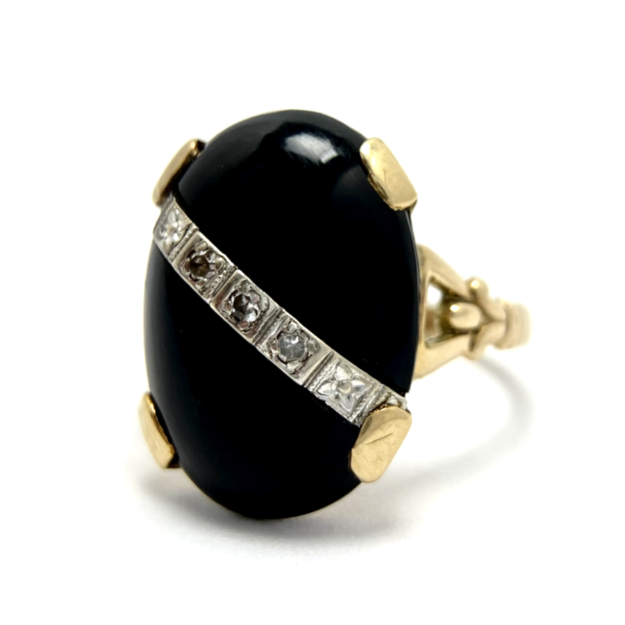 Art Nouveau Diamond Dome Fleur Des Lis Ring