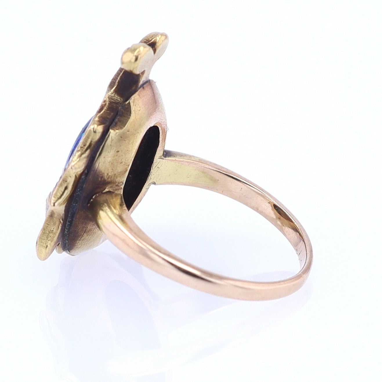 Art Nouveau Era 18kt. Gold & Harlequin Black Opal Ring