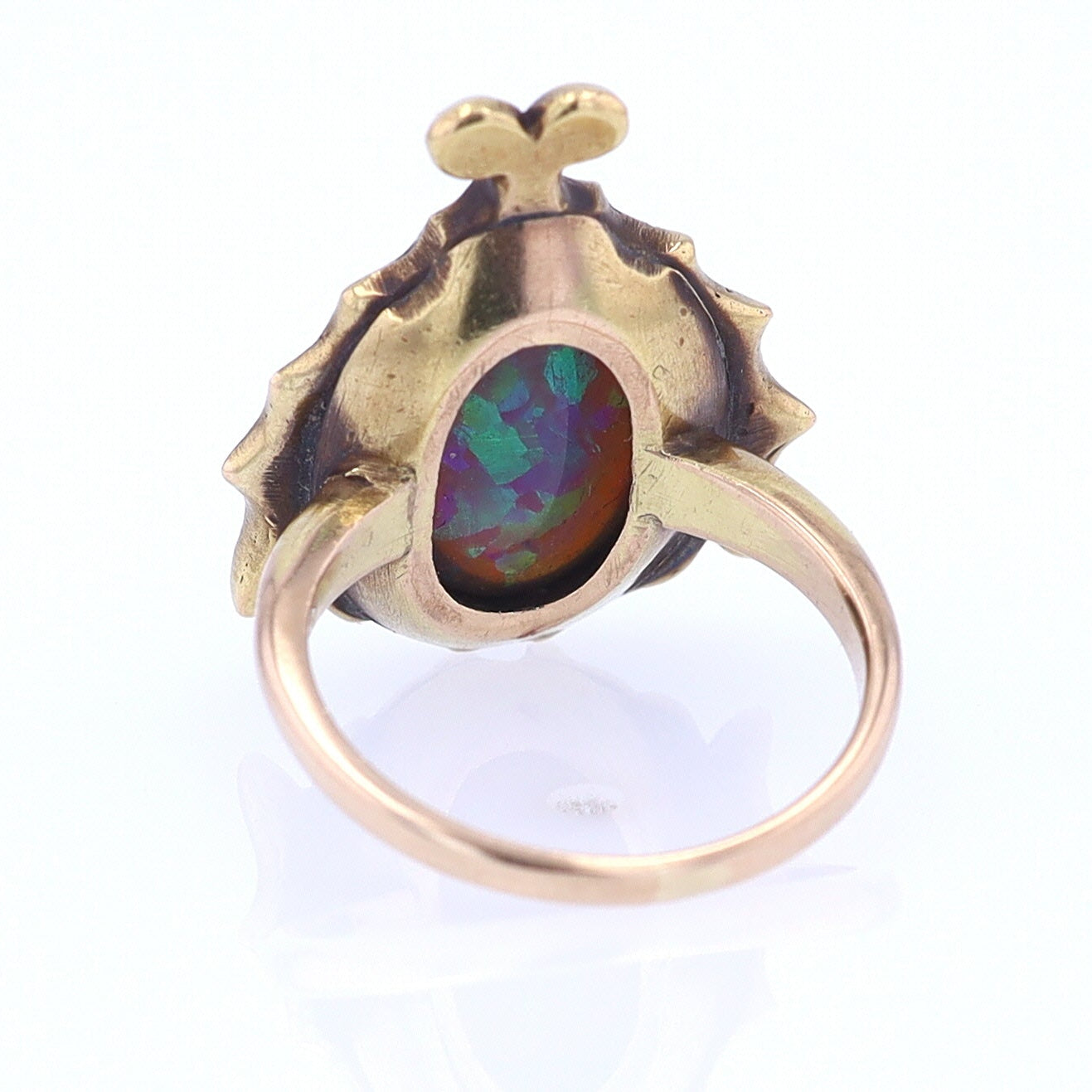 Art Nouveau Era 18kt. Gold & Harlequin Black Opal Ring