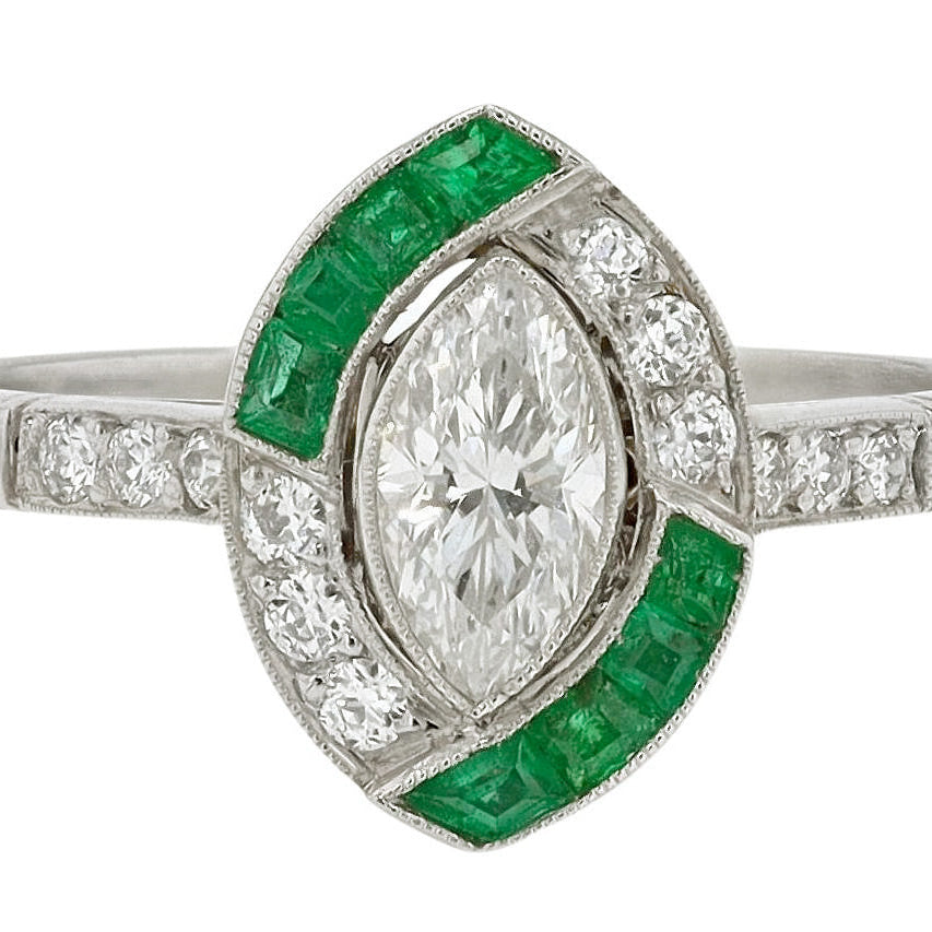 Art Deco Style Marquise Diamond
