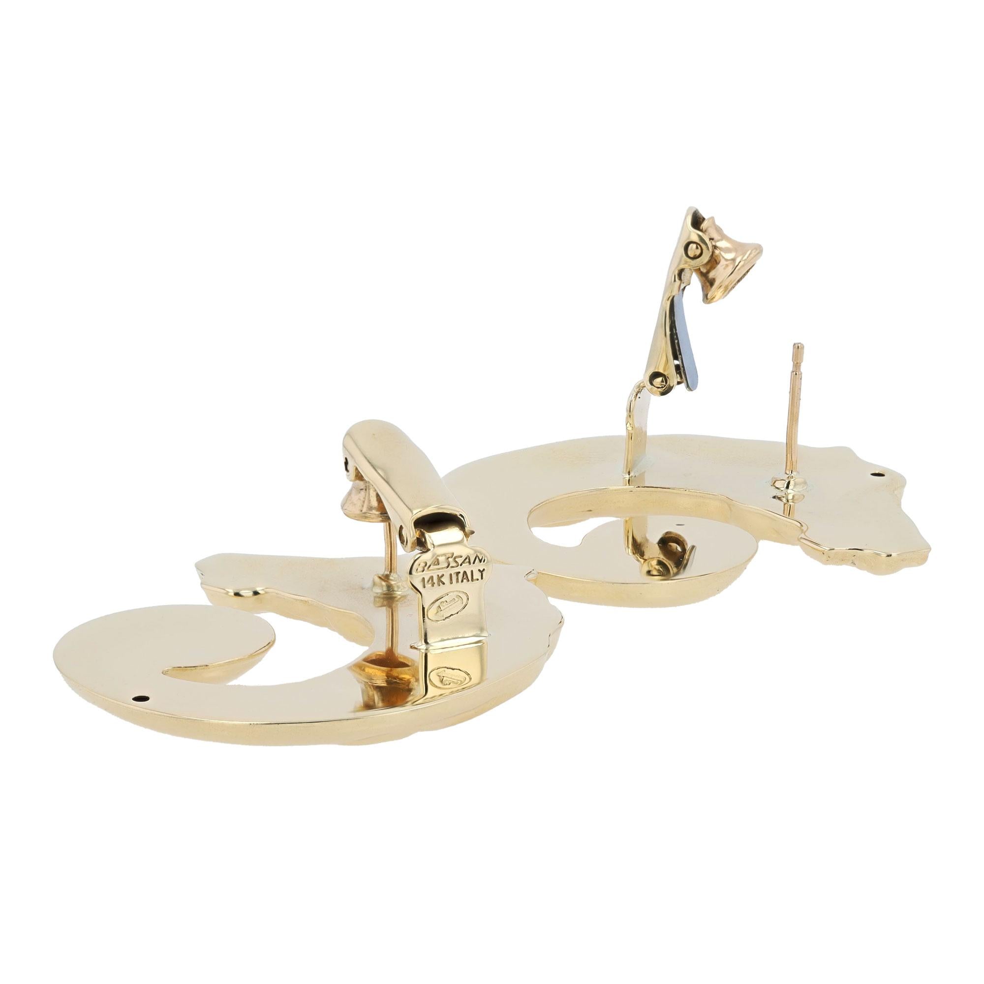 Designer Equestrian Horse Earrings Italian 14 Karat Gold