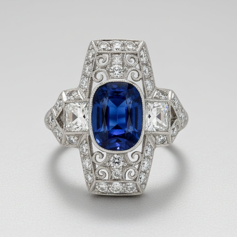Sapphire Filigree Ring