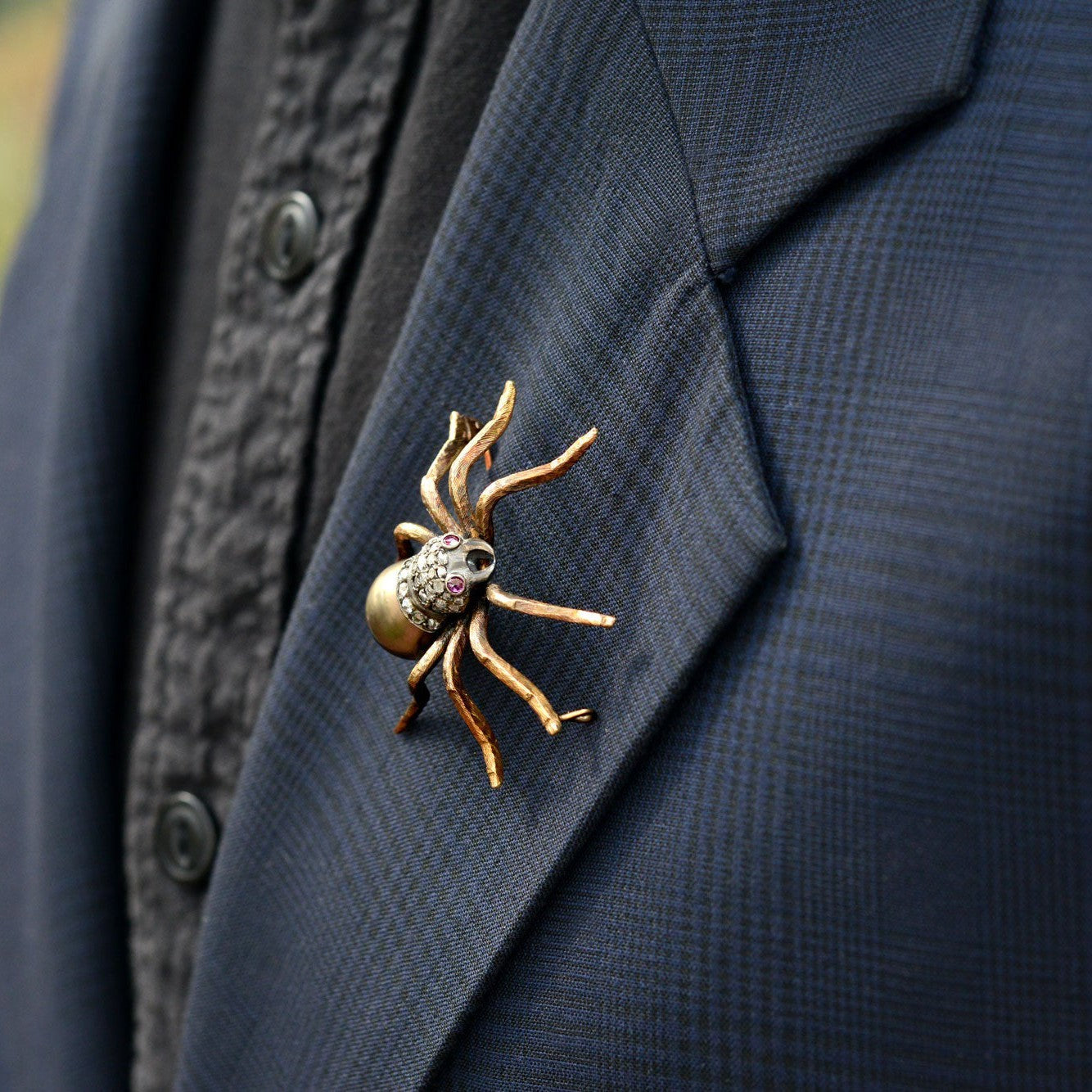 Black Tahitian Pearl Tarantula Spider Brooch Pin