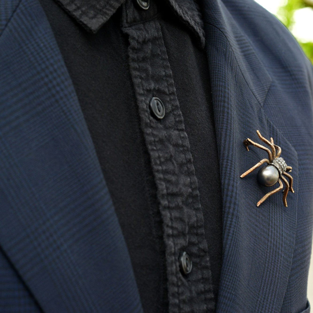 Black Tahitian Pearl Tarantula Spider Brooch Pin